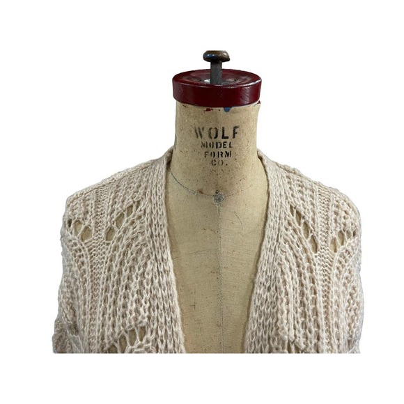 Silverflint Womens Open Front Cardigan Sweater Cream Knit Dolman S - Picture 2 of 10